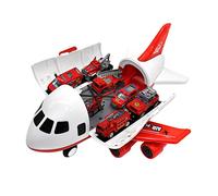 HuadaXtai Coffret de Jouets Transporter avec Avion de Passagers et 6 Mini-camions, Rouge 6 Lutte Contre L'incendie Camions