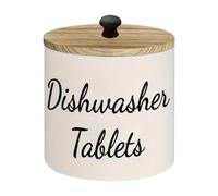 HuadaXtai Conteneur de Dosettes pour Lave-vaisselle, Boîte de Rangement pour Détergents à Lessive, Anti-poussière, Polyvalent, avec Couvercle En Bois, pour Bure, Blanc