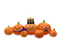 HuadaXtai Décoration Gonflable Fête Halloween Rangée de Citrouilles Sorcière Ornement Gonflable Soufflerie Automatique Fermeture Bas Zips Câbles d'Ancrage
