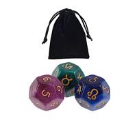 HuadaXtai Dés Astrologiques En Acrylique, Dés de Constellation, Dés Polyédriques pour Jeux de Société de Table, 3 Pièces, style c