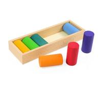 HuadaXtai -en-Ciel Blocs de Construction Jouet Éducatif Bois Jeu d'Empilement Manipulation Développement Cognitif Adapté aux Enfants Classe Maternelle Maison, Cylindre