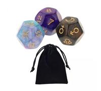 HuadaXtai Ensemble de Dés Astrologiques à 12 Faces pour la Guidance Spirituelle, 4 pièces