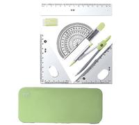 HuadaXtai Ensemble de Géométrie Mathématique avec étui de Rangement, Règle Réutilisable de 15 Cm, Outils de Dessin Portables pour Enseignants, Adultes E, Boîte fermée verte