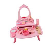 HuadaXtai Ensemble de Jeu de Vanité En Bois pour Enfants avec Accessoires de Maquillage et Miroir