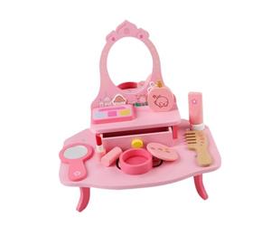 HuadaXtai Ensemble de Jeu de Vanité En Bois pour Enfants avec Accessoires de Maquillage et Miroir