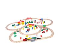 HuadaXtai Ensembles de Train et de voies en bois, ensemble de jouets ferroviaires, jouet de développement, jouet éducatif préscolaire pour enfants d'âge, 100 Pièces