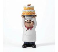HuadaXtai Figurine en Résine Chef avec Gâteau Superposé Statue Décorative Comptoir pour Cuisine Boulangerie Café Restaurant Station sserts 40.5 Cm