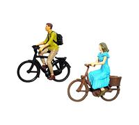 HuadaXtai Figurines de Cyclistes Réalistes à L'échelle 1/87, Modèle Miniature pour La Mise En Scène de Cyclisme, Garçon et fille
