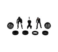 HuadaXtai Figurines miniatures à l'échelle 1/64, modèle de diorama, personnage de mécanicien automobile, pour scène de bricolage, Noir