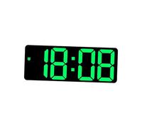 HuadaXtai Horloge Murale Numérique, Luminosité Réglable, Commande Vocale, Calendrier de Bureau, Fonction Snooze, Réveil LED avec Date et Température pour Salon, VERT
