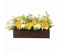 HuadaXtai Industrial Display Composition Florale Artificielle Centre de Table Boîte en Bois Rectangulaire Décor Plantes Faux Fleurs avec Feuillage en Plastique