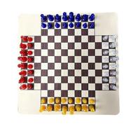 HuadaXtai Jeu d'Échecs Multijoueur Ensemble Échecs Acrylique Translucide Plateau Compact Maniable Soirées Détente Rencontres Familiales Divertissement Convivial, 4P Wood Grain