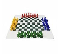 HuadaXtai Jeu d'Échecs Multijoueur Ensemble Échecs Acrylique Translucide Plateau Compact Maniable Soirées Détente Rencontres Familiales Divertissement Convivial, 4P Green-White