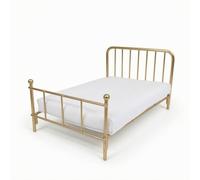 HuadaXtai Lit Miniature 1 12 Lit de Poupée Lit de Maison de Poupée Lit en Fer avec Matelas Amovible Détails Réalistes et Échelle, Doré, Blanc, Cadre Doré avec Matelas Blanc
