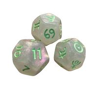 HuadaXtai Lot de 3 Dés Astrologiques D12 à En Acrylique, Parfaits pour Les Fêtes et Les Jeux de Cartes KTV, Clair et vert