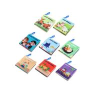 HuadaXtai Lot de 8 Livres En Tissu Froissé pour Bébé, Jouets Sensoriels pour Nouveau-né, 11.5 X 11.5 X 2 Cm