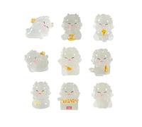 HuadaXtai Lot de 9 Mini-Statues de Dragons Lumineuses en Résine, Figurines Miniatures, Cadeau de Bureau, Phosphorescentes