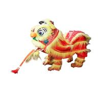 HuadaXtai Marionnette Lion Fabriquée à La Main avec Tige pour Les Occasions, Rouge Jaune
