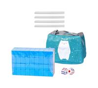HuadaXtai Mini Jeu de Mah-Jong de avec Sac, Caractères Chinois, Plateau de Jeu, 144 Tuiles, Jeu de Mah-Jong Chinois Portable pour Adultes, Bleu