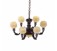 HuadaXtai Mini Lustre pour Maison de Poupée Miniature Lampe Pendule Éclairage Maquette Structure en Alliage avec Coupelles Détail Classique et Focal Point, Cuivre Rouge