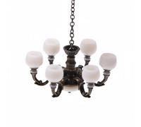 HuadaXtai Mini Lustre pour Maison de Poupée Miniature Lampe Pendule Éclairage Maquette Structure en Alliage avec Coupelles Détail Classique et Focal Point, Bronze