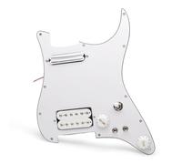 HuadaXtai Music Pickup Panel Plaque Micro Guitare Pickguard Chargé Mini Humbucker Humbucker Plaque Pré-câblée en PVC Commutateurs Déphaseurs Coil Split Suitable pour Rock Blues Scènes Live, Blanc