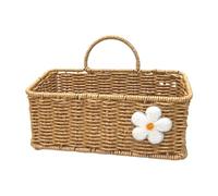 HuadaXtai Panier de Rangement Suspendu en Rotin Synthétique, Organiseur Décoratif Polyvalent, Support pour Jardinière, Jouets, Collations, Clés, Rectangle