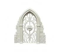 HuadaXtai Panneau Fenêtre Gothique Objet Décoratif Murale Aigu Rosace Élevée Bords Texture Brique Découpe Ajourée Convient aux Vestibules Salons d'Exposition, Blanc
