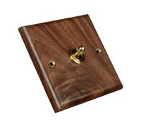 HuadaXtai Plaque D'interrupteur D'éclairage Panneau de Sortie En Bois Interrupteur à Levier En Laiton de Qualité Supérieure Pratique Plaque Murale Décor, Levier Unique