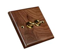 HuadaXtai Plaque D'interrupteur D'éclairage Panneau de Sortie En Bois Interrupteur à Levier En Laiton de Qualité Supérieure Pratique Plaque Murale Décor, Deux Leviers