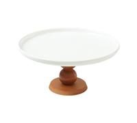 HuadaXtai Présentoir à Gâteaux avec Pieds, Plateau Rond En Céramique pour Apéritifs, Assiette à Gâteaux, Présentoir à Cupcakes, Plateau de Service, Mariage, évé, Pied Marron
