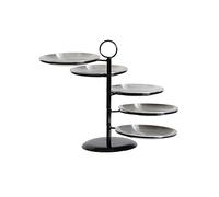 HuadaXtai Présentoir à Gâteaux Plateau Porte-gâteaux Trois Niveaux Desserters Multifonctions Décor Moderne en Acier Inoxydable Adapté pour Mariage Anniversaire, Argent