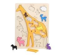 HuadaXtai Puzzle en Bois Jouet pour Enfants Jeu de Logique et de Reconnaissance des Formes Qui Améliore La Coordination Œil Main Adapté comme Cadeau D'Annivers, Girafe