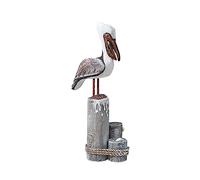 HuadaXtai Sculpture Décorative D'intérieur En Bois Massif Sculptée à La Main, Représentant Un Pélican avec Un Motif Animalier Créatif, Idéale pour Une, b