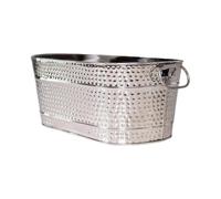 HuadaXtai Seau à Vin Refroidissant Robuste en Métal Galvanisé Glacière Ovale avec Poignées Ergonomiques Bac à Glaçons Pratique pour Bouteilles Récipient, Argent