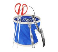 HuadaXtai Seau de Plage Pliable avec Tissu Imperméable pour Collecte de Coquillages Jouet de Sable Bassin de Lavage Utilisation Polyvalente Convient à La Pêche, 4 Ensemble