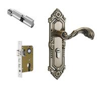 HuadaXtai Serrure de Porte Intérieure Serrure à Mortaiser Ensemble Poignée sur Plaque Gâche et Clés Incluses Mécanisme Fluide et Discret en Acier Manganèse, B款整套配125/60锁体, Style B, 125/60