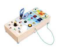 HuadaXtai Simulated Steering Panel Planche Éducative Jeu de Simulation de Volant Manipulation Bouton LED Bois Robuste Convenant aux Enfants Maison, Panneau De Labyrinthe Océanique Double Face