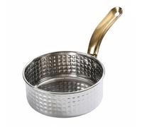 HuadaXtai Single Handle Cooking Pan Casserole Mini Poêle Saucière avec Manche Ergonomique en Acier Inoxydable Texture Martelée Élégante Nettoyage Rapide, 15CM, Poignée+Argent