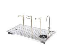 HuadaXtai Station de Brassage de Café Support de Rinçage Évier de Boisson Poste de Tasse en Acier Inoxydable 304 avec Bague Porte Gobelet et Zone de Vidange, Modèle 6434 Avec Robinet D Eau Purifiée