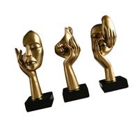 HuadaXtai Statues de Penseur, Décorations de Table En Résine, Cadeaux de Pendaison de Crémaillère, Sculptures de Visage Abstraites pour Bureau, Bibliothèque, Dé, Doré