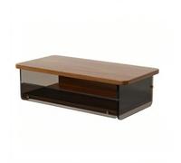 HuadaXtai Support Machine à Compact | Plateau Supérieur aspect bois, Étagère Tiroir Cliant, pr Bureau, Noir, L