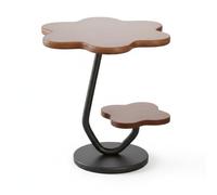 HuadaXtai Table de Chevet Fleur Table d'Appoint Table Basse Meuble d'Appoint avec Plateau et Étagère Inférieure en Panneau et Fer Structure Courbée Stable, Noyer