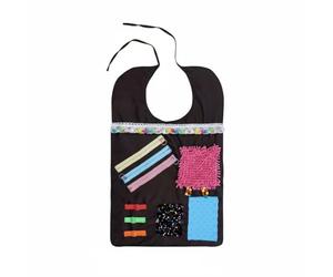 HuadaXtai Tablier d'Entraînement Tablier Sensoriel Bavoir Adulte avec Segment en Relief et Bande Pailletée en Polyester pour Occuper Les Mains et Favoriser la , Marron