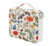 HuadaXtai Trousse à Crayons Multi Couleurs Étui Organisateur Pochette Cartable Sac de Rangement Oxford à Grande Capacité pour 124 Outils de Dessin Adapté aux, Dragonfly White