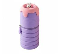 HuadaXtai Trousse Stylo Silicone Trousse Crayon Pochette Étui Rétractable Corps Flexible Nettoyage Aisé aux Fournitures Convient aux Élèves Bureau École Cadeau Enfant, Violet