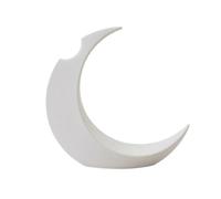 HuadaXtai Vase Lune Décoratif Vase de Table Silhouette Ouverture Creuse Ligne Courbe Corps Robuste en Acide Polylactique Texture à Strates Style Sculpture, Blanc