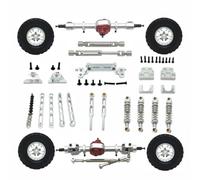 HuadaXtai Véhicule Industriel Kit Complet Métal pour RC 1 12 Essieux Montés Amortisseurs Système de Liaison Roues et Pneus Adhérents Adapté aux Passionnés Modélisme Conduite Hors Route, Argent