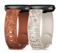 Huadea Bracelet en silicone gravé de 20 mm compatible avec Garmin Vivoactive 6/Vivoactive 5/3/3 Music, bracelet souple à motif floral et tournesol pour Venu Sq 2/Venu 2 Plus/Forerunner 55/165/245/645