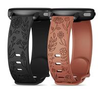 Huadea Bracelet en silicone gravé de 20 mm compatible avec Garmin Vivoactive 6/Vivoactive 5/3/3 Music, bracelet souple à motif floral et tournesol pour Venu Sq 2/Venu 2 Plus/Forerunner 55/165/245/645